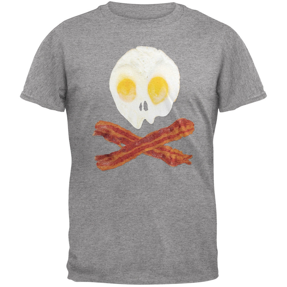 Eggs And Bacon Skull And Cross Bones Black Adult T-Shirt Men's T-Shirts Old Glory   