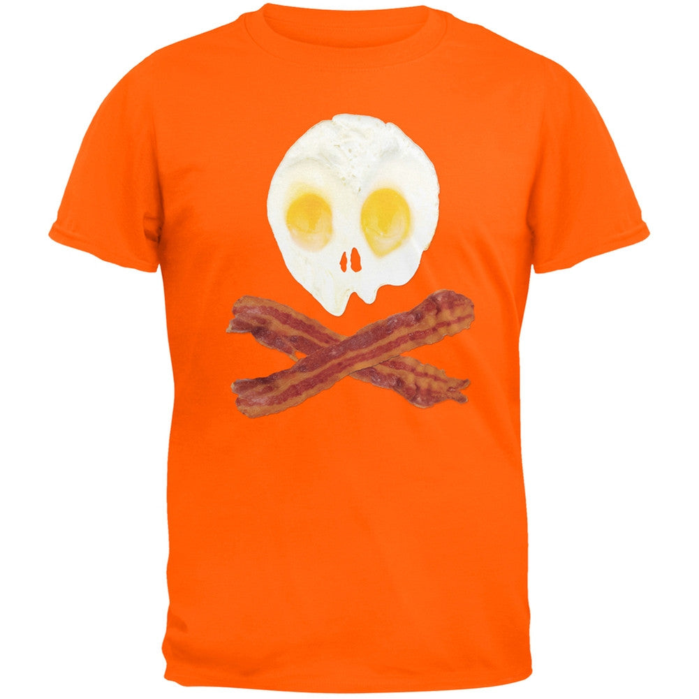 Eggs And Bacon Skull And Cross Bones Orange Adult T-Shirt Men's T-Shirts Old Glory 2XL Orange 