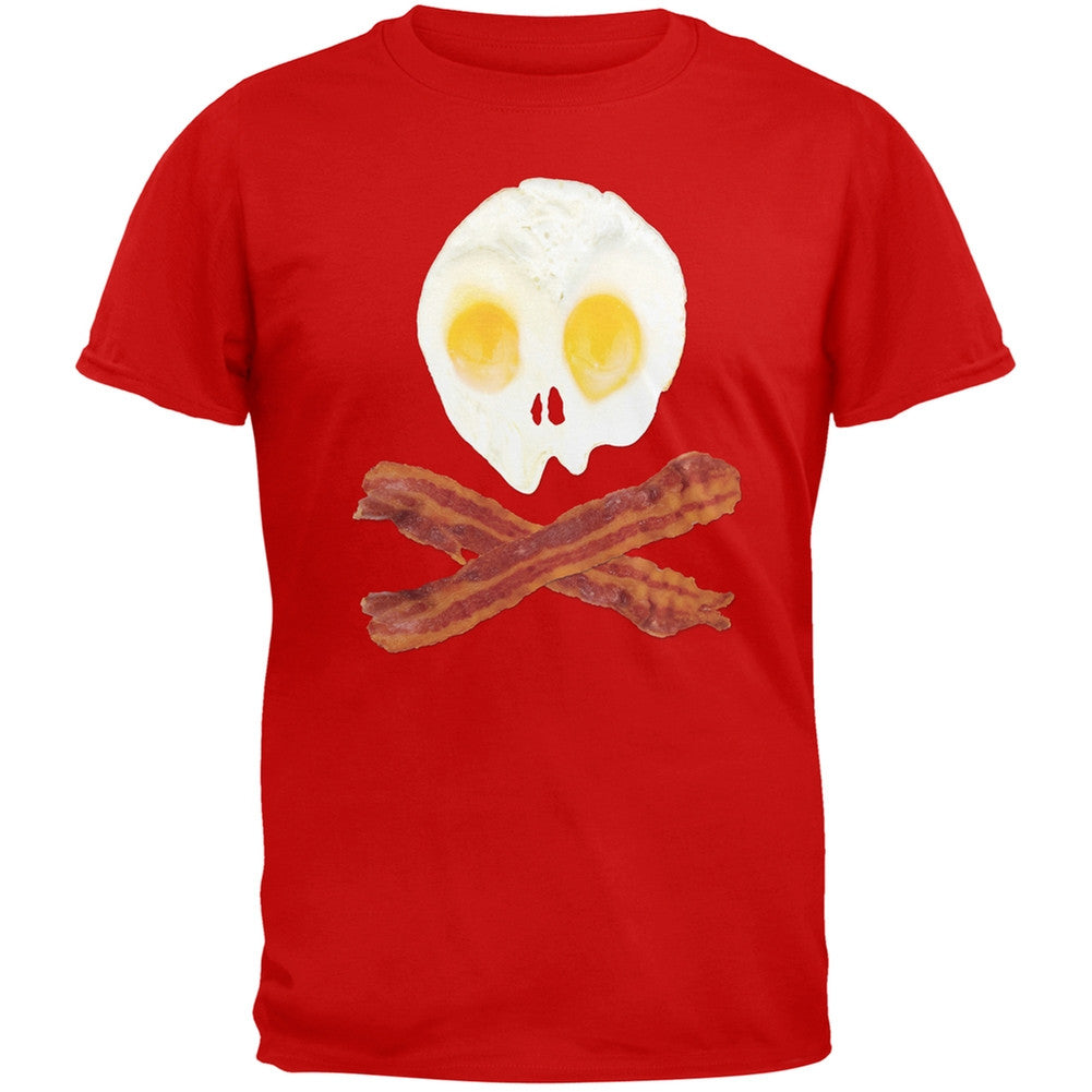 Eggs And Bacon Skull And Cross Bones Red Adult T-Shirt Men's T-Shirts Old Glory 2XL Red 