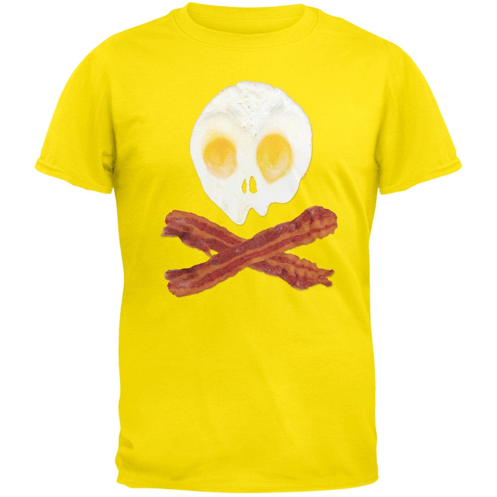 Eggs And Bacon Skull And Cross Bones Black Adult T-Shirt Men's T-Shirts Old Glory   