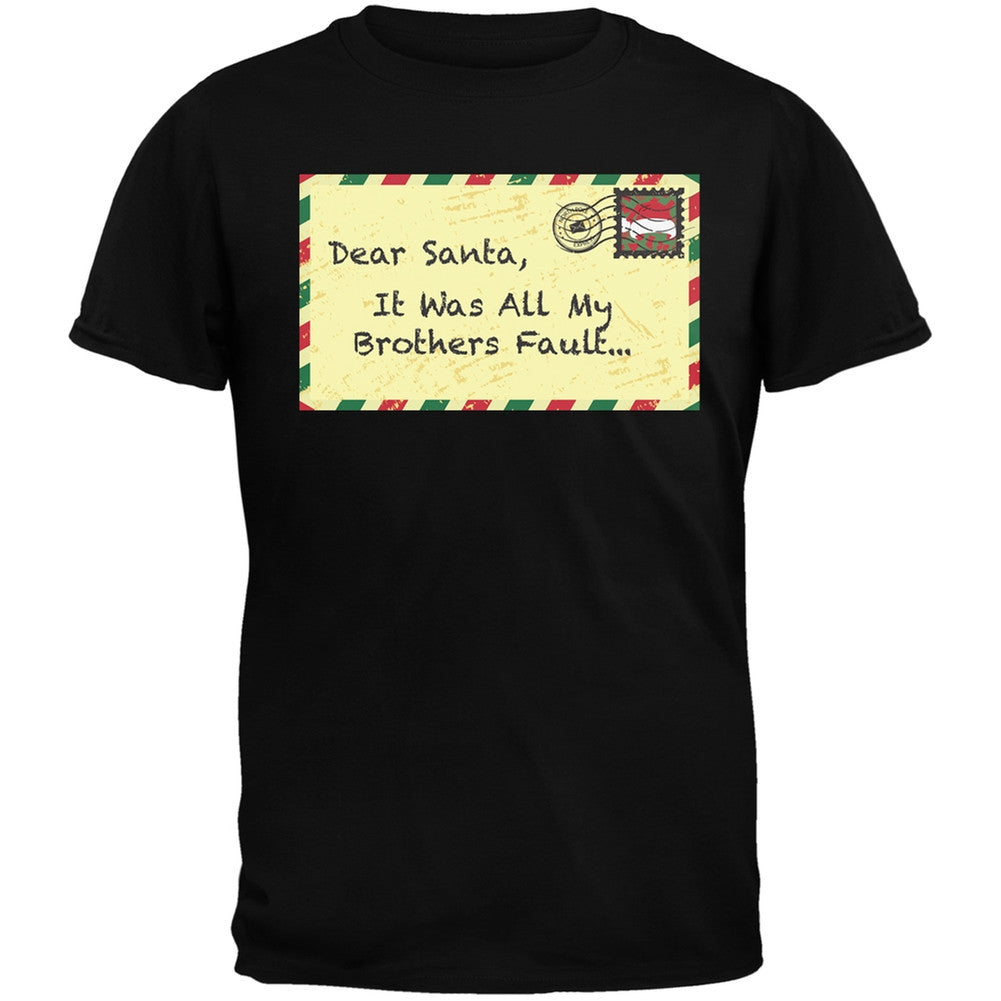 Dear Santa It Was All My Brothers Fault Black Youth T-Shirt Youth T-Shirts Old Glory   