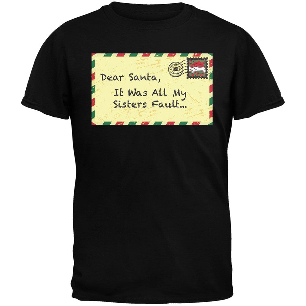 Dear Santa It Was All My Sisters Fault Black Youth T-Shirt Youth T-Shirts Old Glory   