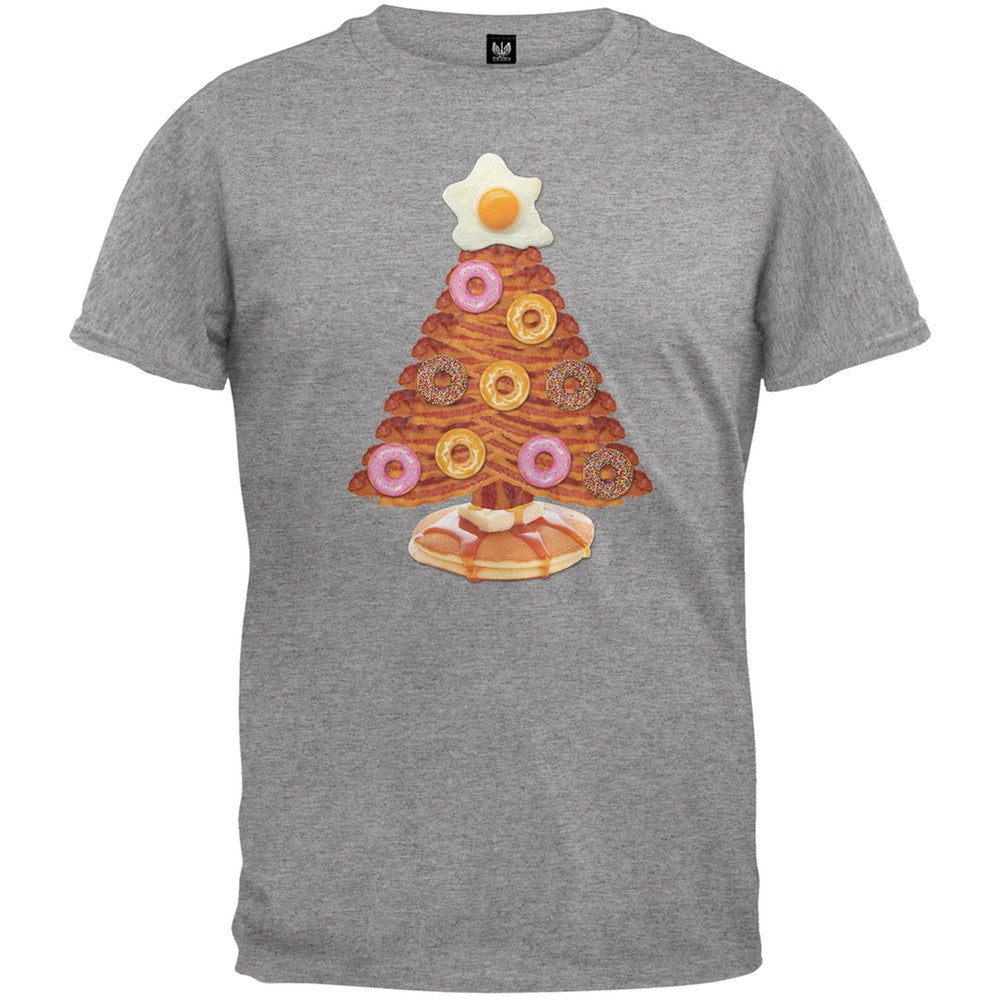 Breakfast Bacon And Eggs Christmas Tree Black Adult T-Shirt Men's T-Shirts Old Glory 2XL Grey 