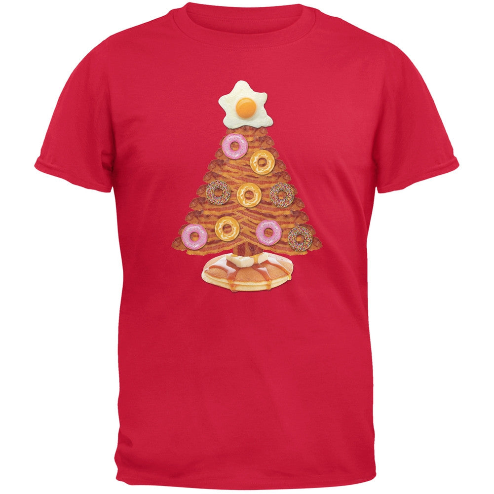 Breakfast Bacon And Eggs Christmas Tree Red Adult T-Shirt Men's T-Shirts Old Glory 2XL Red 