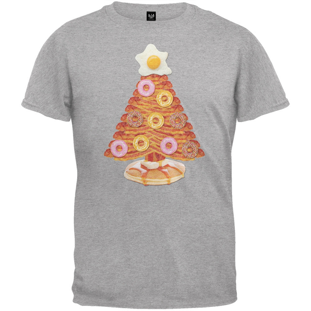 Breakfast Bacon And Eggs Christmas Tree Black Youth T-Shirt Youth T-Shirts Old Glory LG Grey 