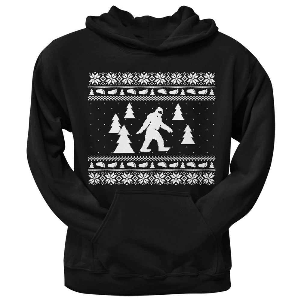 Sasquatch Ugly Christmas Sweater Mens Pullover Hoodie Men's Hoodies Old Glory SM Black 