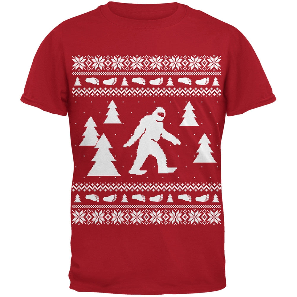 Sasquatch Ugly Christmas Sweater Green Youth T-Shirt Youth T-Shirts Old Glory   