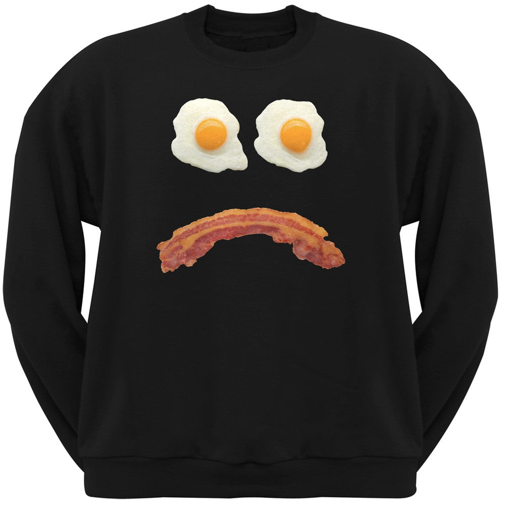 Mr. Sad Face Bacon And Eggs Black Adult Crew Neck Sweatshirt Men's Sweatshirts Old Glory   