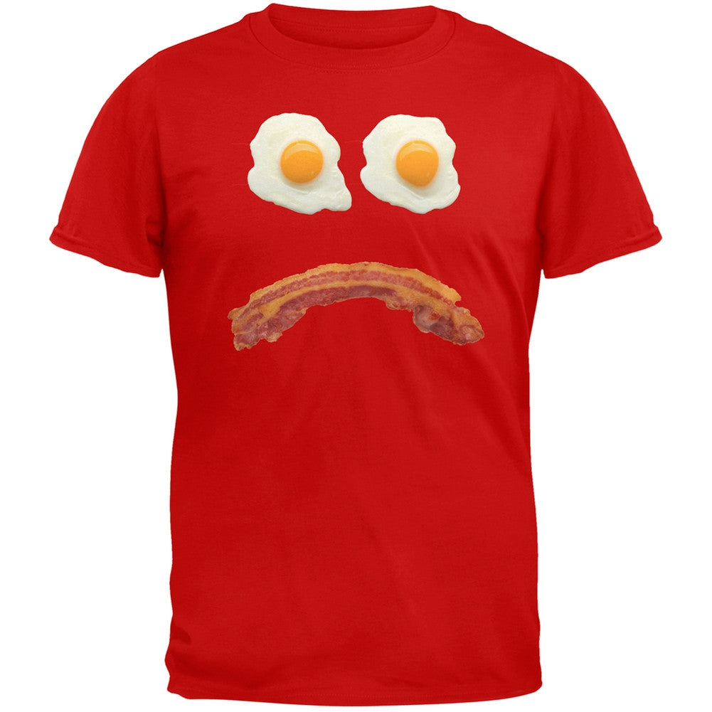 Mr. Sad Face Bacon And Eggs Red Adult T-Shirt Men's T-Shirts Old Glory 2XL Red 
