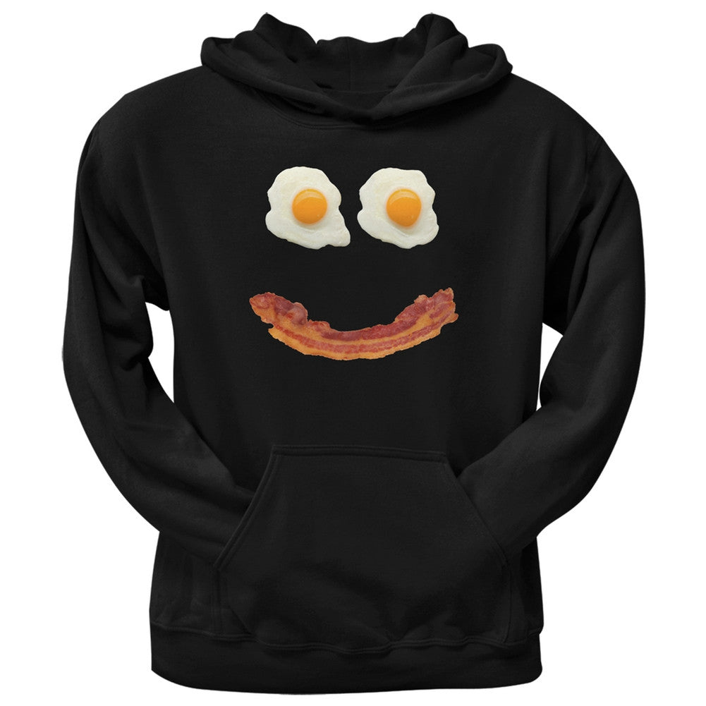 Mr. Happy Smiley Face Bacon And Eggs Black Adult Pullover Hoodie Men's Hoodies Old Glory   