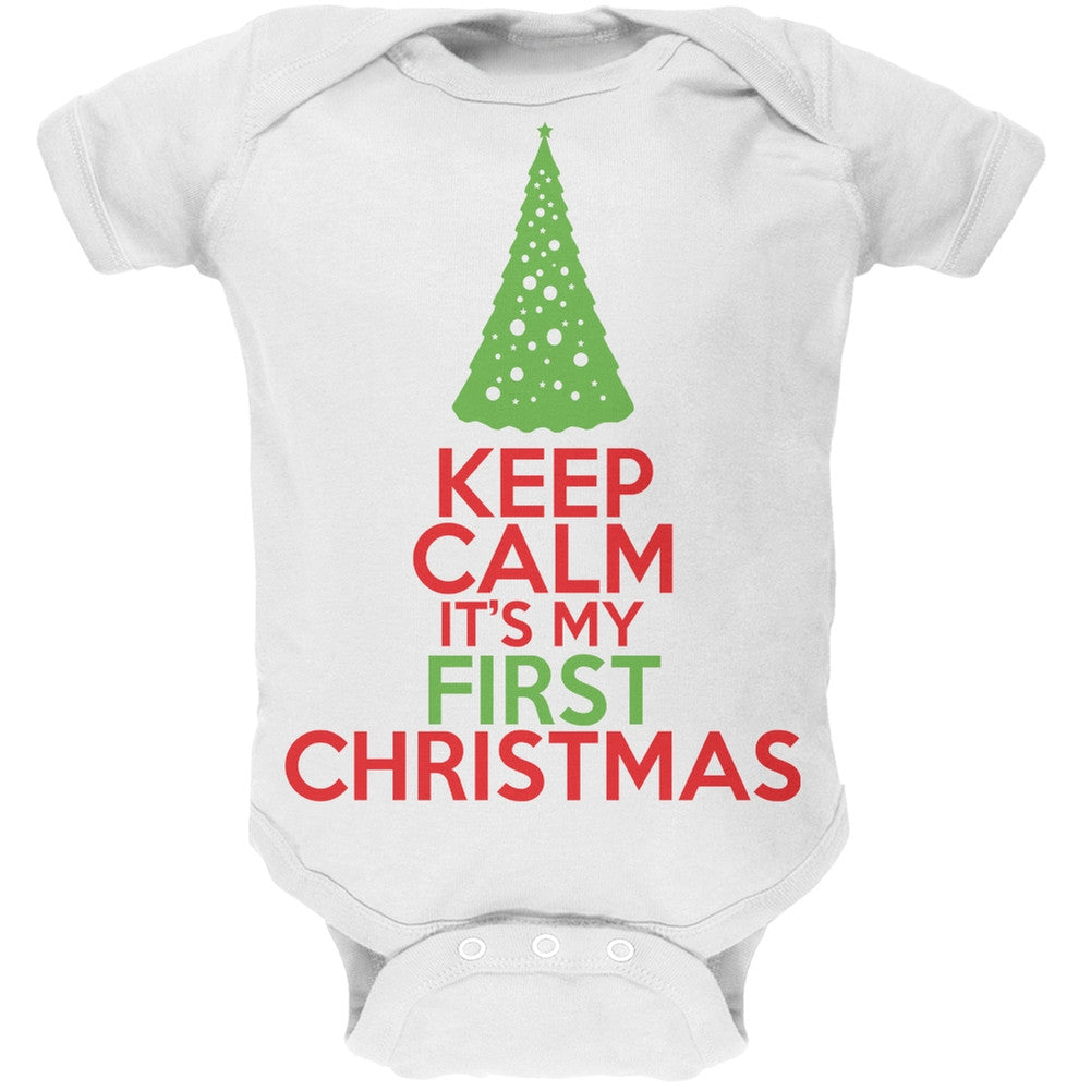 Keep Calm It's My First Christmas White Baby One Piece Baby One Piece Old Glory   