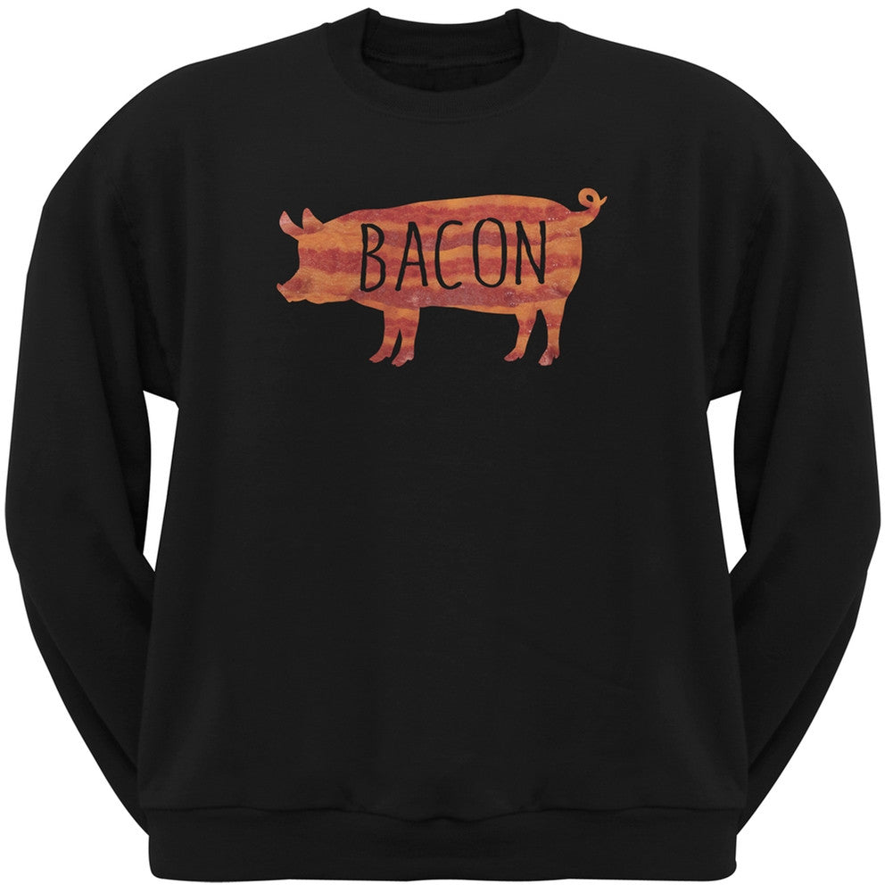 Bacon Pig Silhouette Black Adult Crew Neck Sweatshirt Men's Sweatshirts Old Glory 2XL Black 