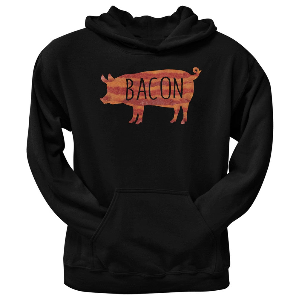 Bacon Pig Silhouette Black Adult Pullover Hoodie Men's Hoodies Old Glory   