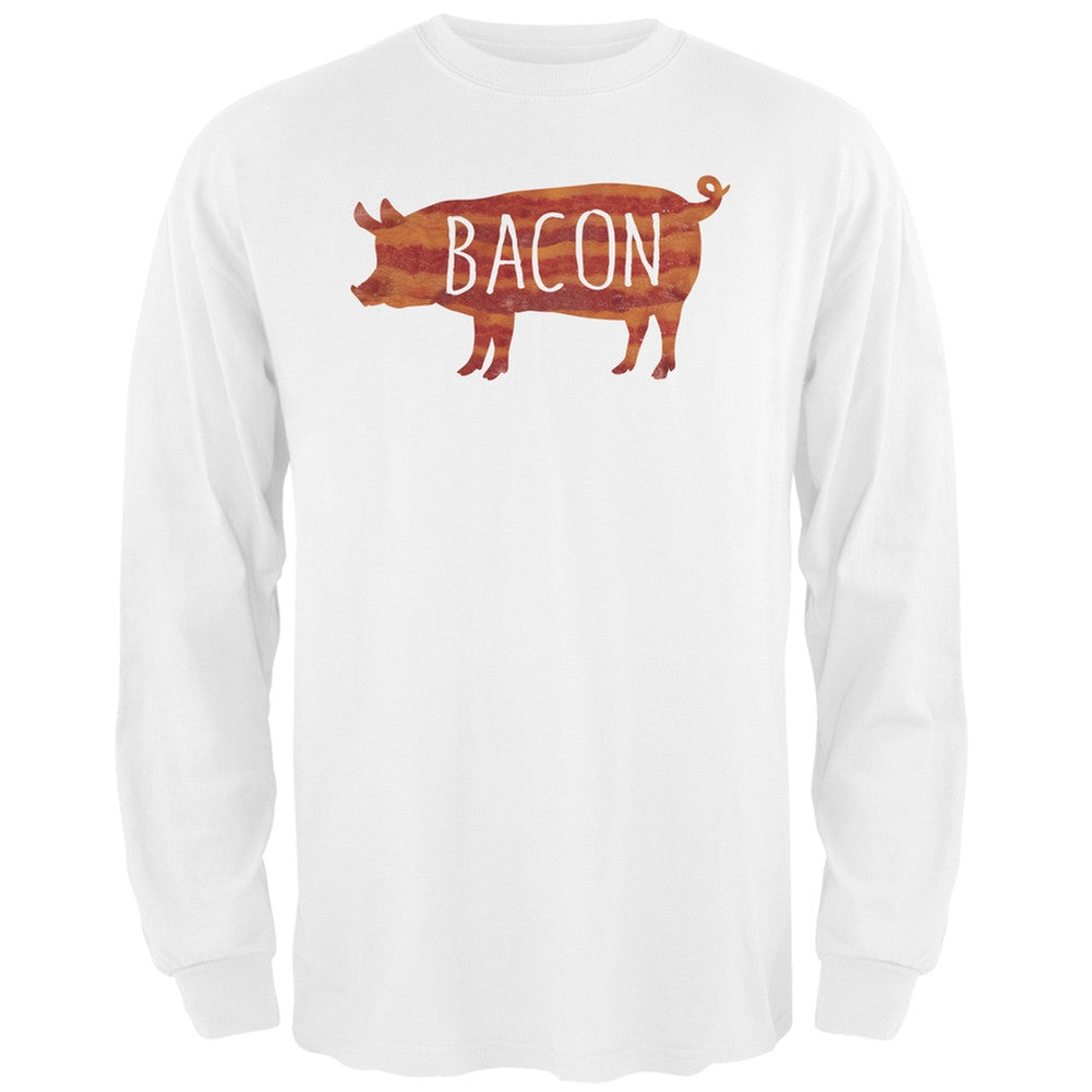 Bacon Pig Silhouette Black Adult Long Sleeve T-Shirt Men's Long Sleeves Old Glory 2XL White 