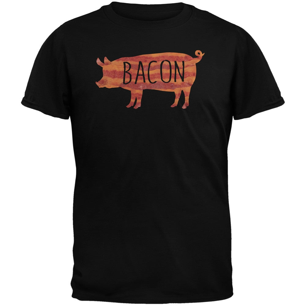 Bacon Pig Silhouette Black Adult T-Shirt Men's T-Shirts Old Glory 2XL Black 