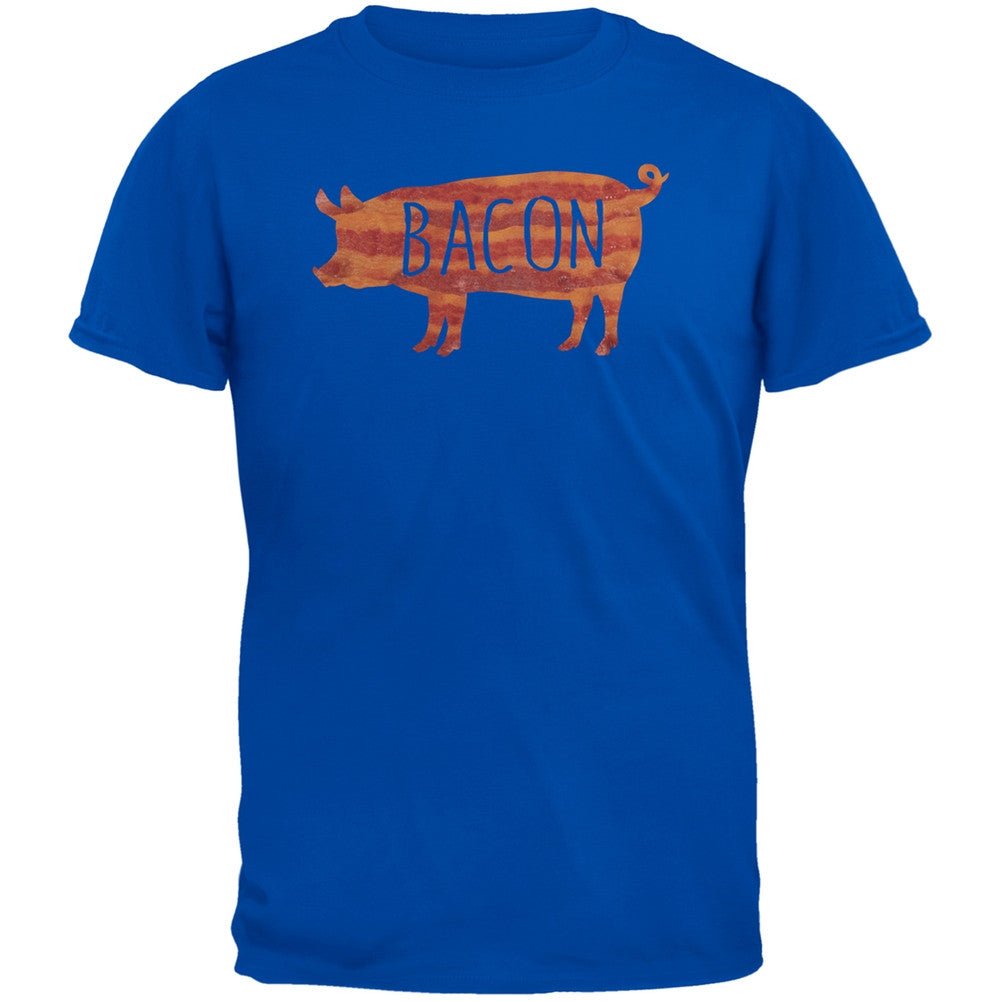 Bacon Pig Silhouette Blue Adult T-Shirt Men's T-Shirts Old Glory 2XL Blue 