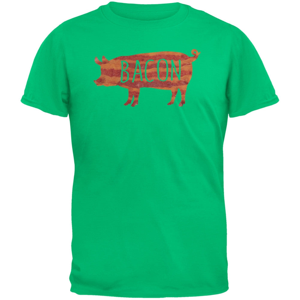 Bacon Pig Silhouette Black Adult T-Shirt Men's T-Shirts Old Glory 2XL Green 