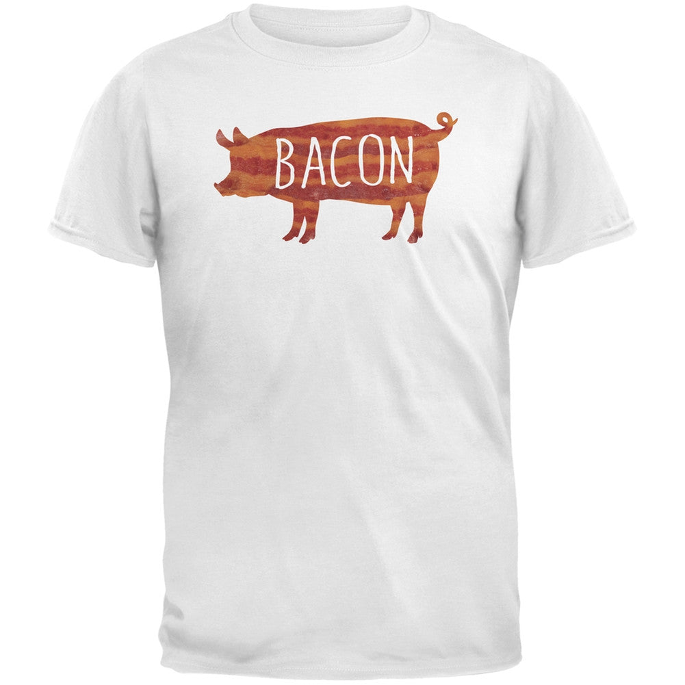 Bacon Pig Silhouette Black Adult T-Shirt Men's T-Shirts Old Glory 2XL White 