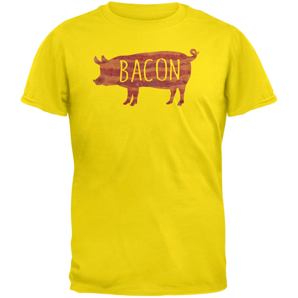 Bacon Pig Silhouette Black Adult T-Shirt Men's T-Shirts Old Glory 2XL Yellow 