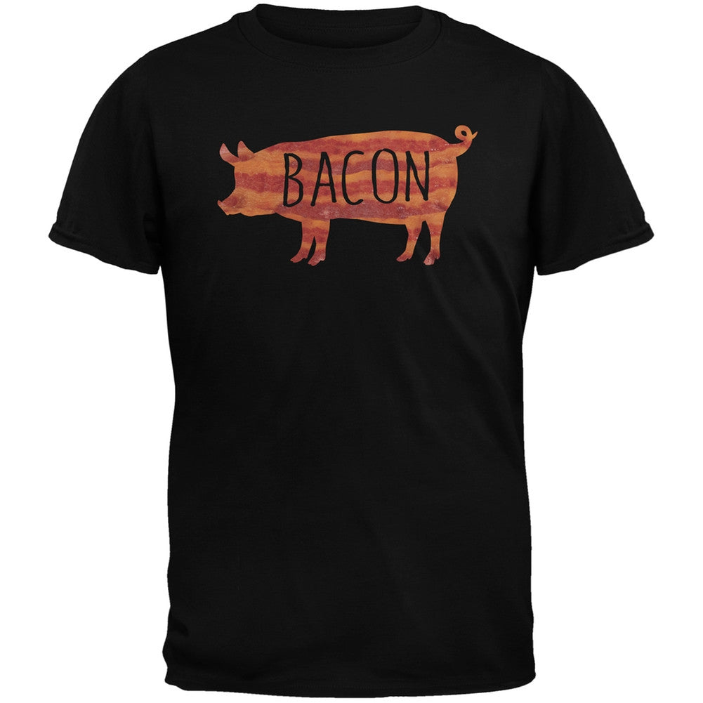 Bacon Pig Silhouette Black Youth T-Shirt Youth T-Shirts Old Glory LG Black 