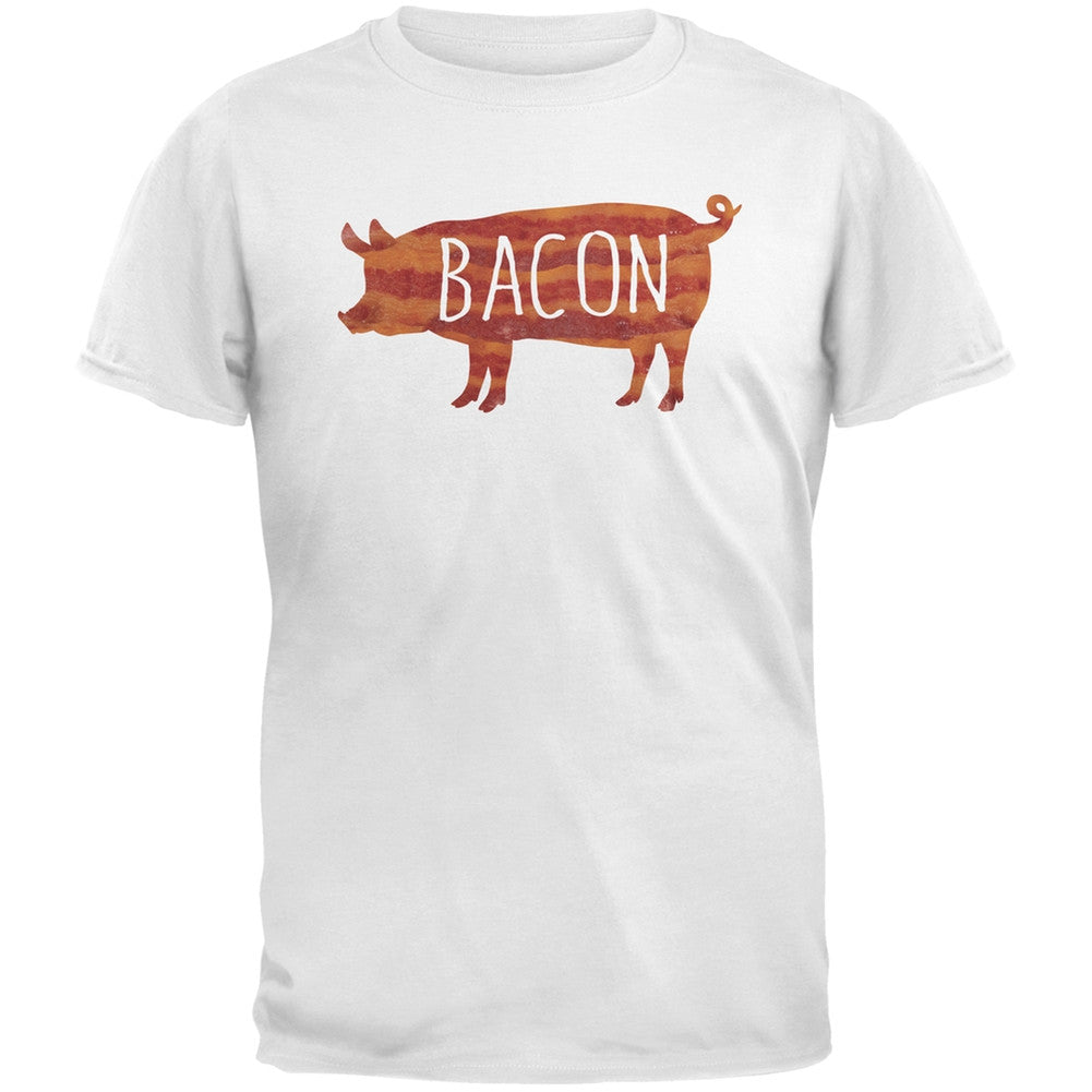 Bacon Pig Silhouette Black Youth T-Shirt Youth T-Shirts Old Glory LG White 