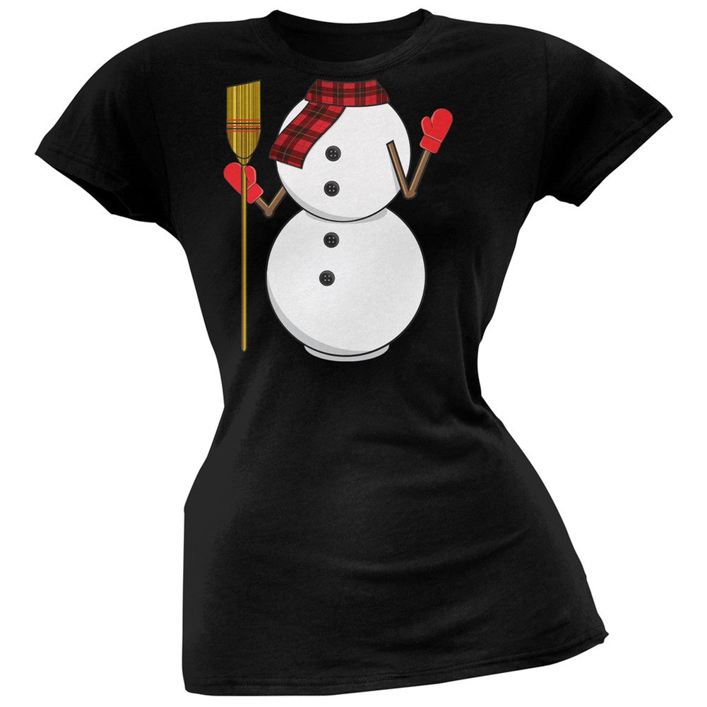 Snowman Body Costume Black Soft Juniors T-Shirt Juniors T-Shirts Old Glory   