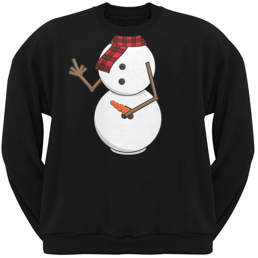 Middle Finger Snowman Body Costume Black Adult Crew Neck Sweatshirt Men's Sweatshirts Old Glory   