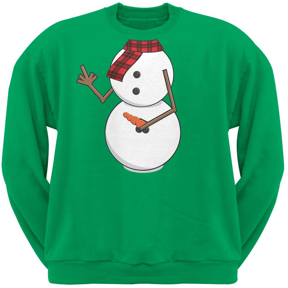 Middle Finger Snowman Body Costume Black Adult Crew Neck Sweatshirt Men's Sweatshirts Old Glory   