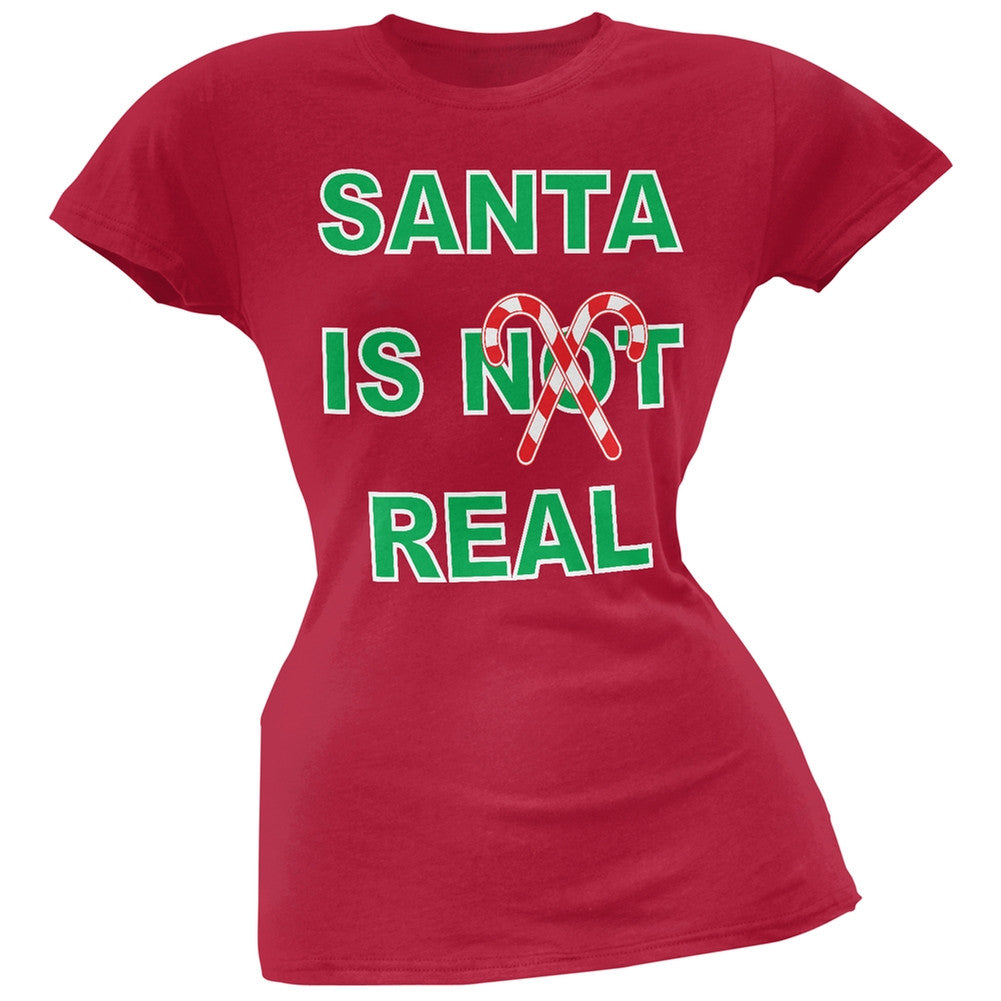 Santa Is Real Green Soft Juniors T-Shirt Juniors T-Shirts Old Glory   