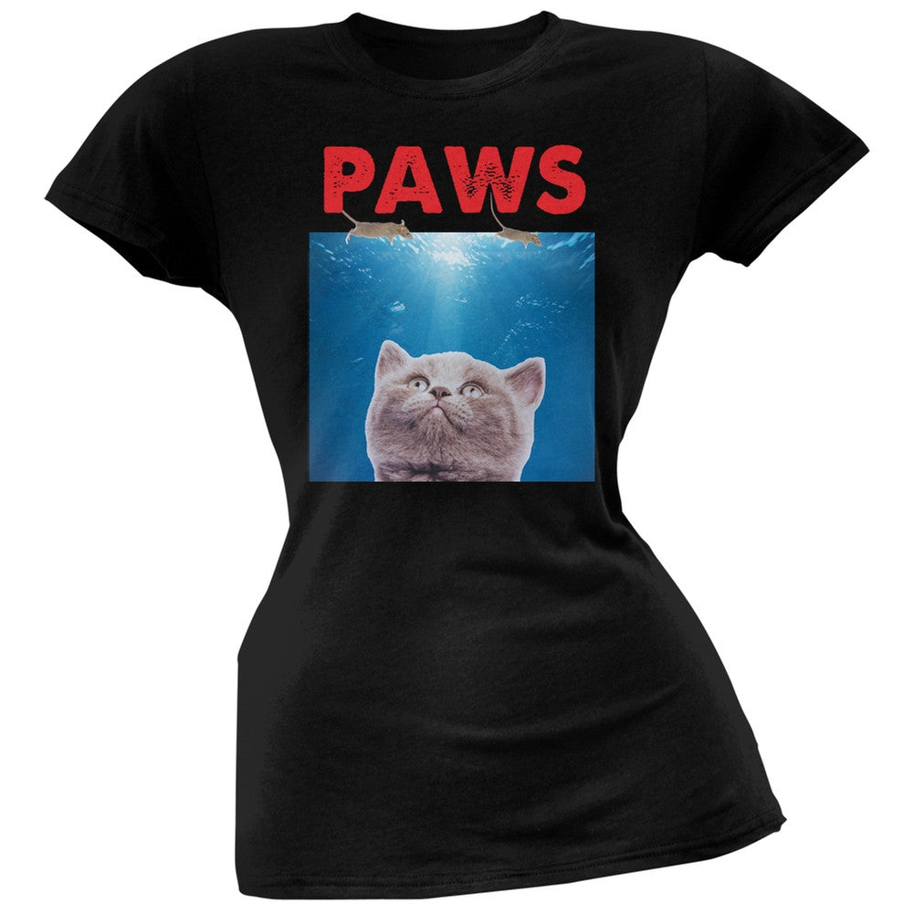 PAWS Black Juniors T-Shirt Juniors T-Shirts Old Glory   