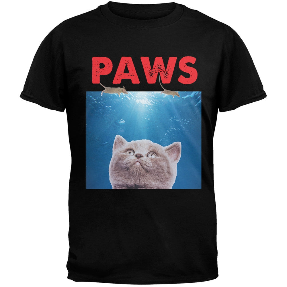 PAWS Black Adult T-Shirt Men's T-Shirts Old Glory   