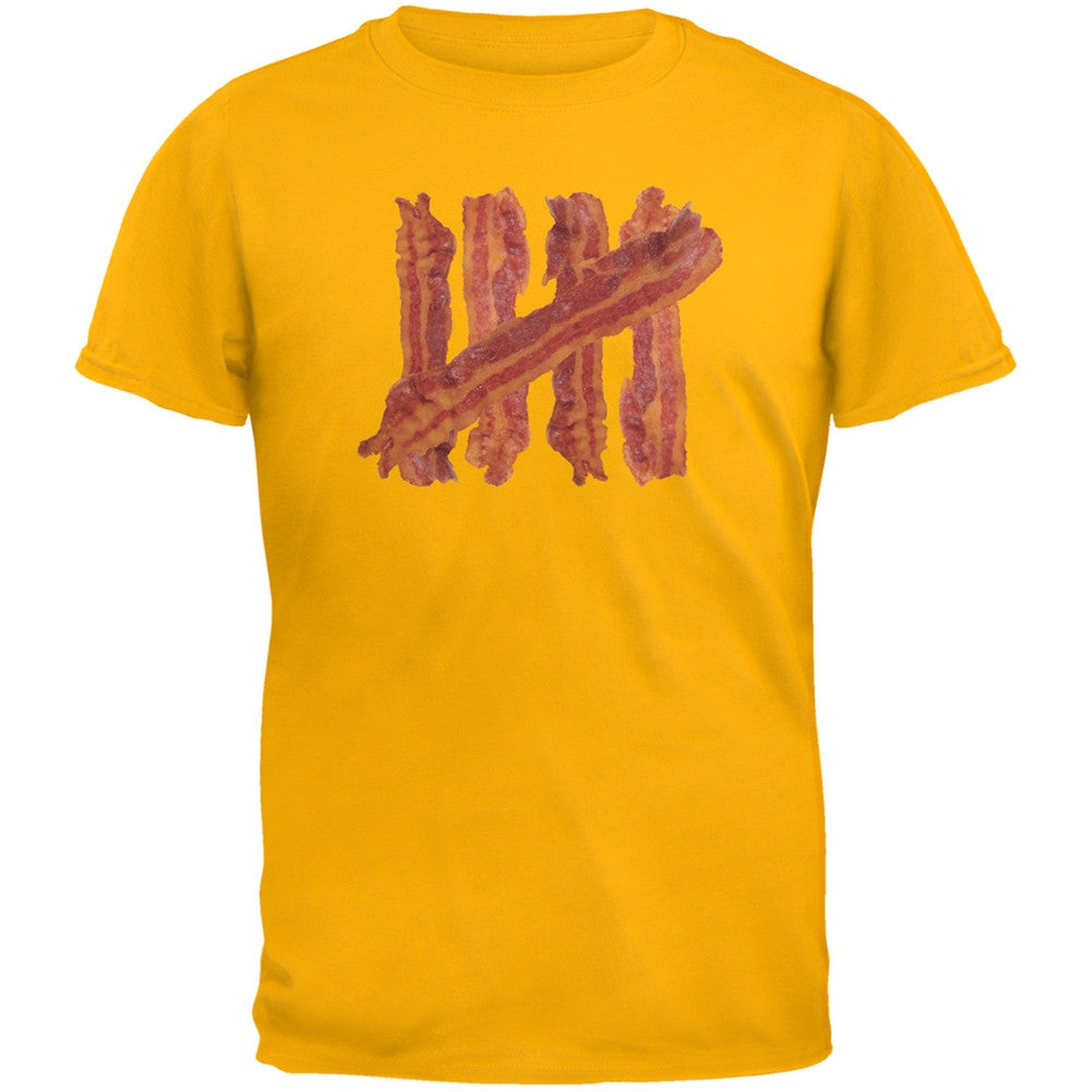 Bacon Strip Tally Marks Gold Adult T-Shirt Men's T-Shirts Old Glory 2XL Yellow 