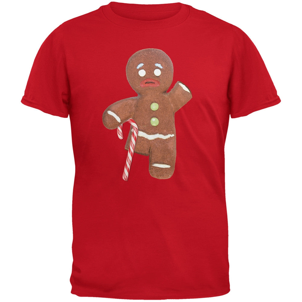 Ginger Bread Man With Candy Cane Crutch Black Youth T-Shirt Youth T-Shirts Old Glory   