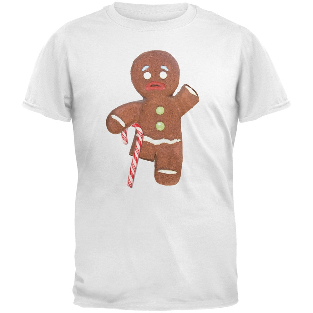 Ginger Bread Man With Candy Cane Crutch Black Youth T-Shirt Youth T-Shirts Old Glory   