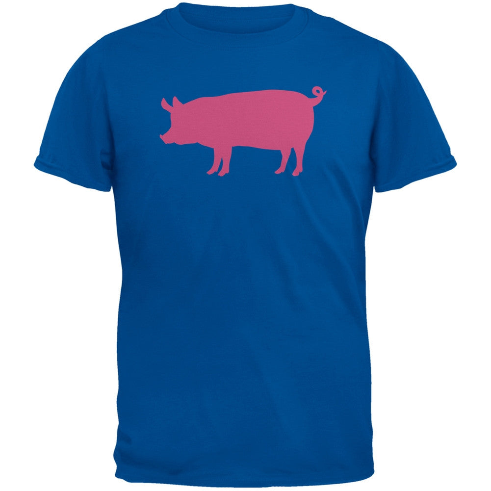 Pink Pig Silhouette Blue Adults T-Shirt Men's T-Shirts Old Glory 2XL Blue 