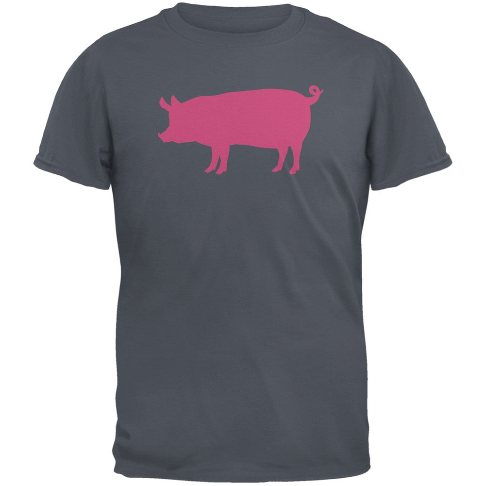 Pink Pig Silhouette Black Adults T-Shirt Men's T-Shirts Old Glory   