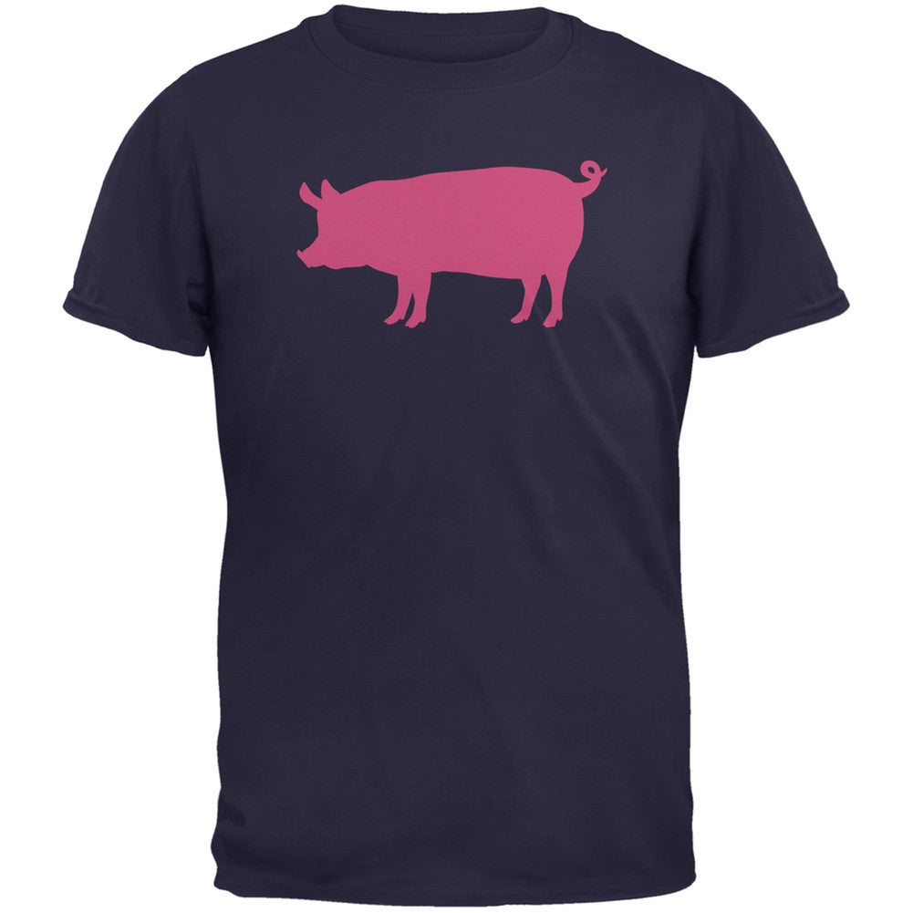 Pink Pig Silhouette Black Adults T-Shirt Men's T-Shirts Old Glory   