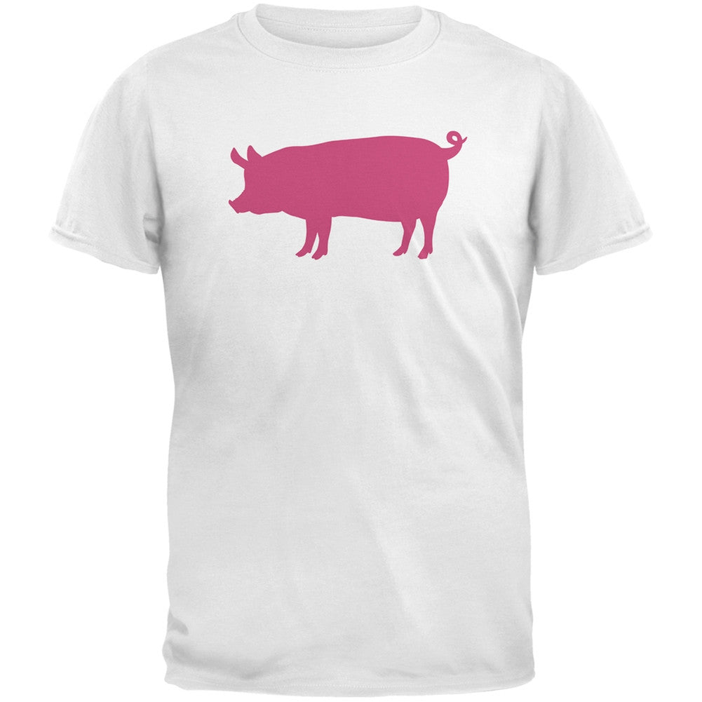 Pink Pig Silhouette Black Adults T-Shirt Men's T-Shirts Old Glory   