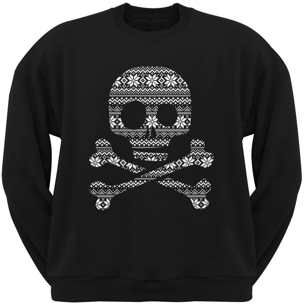 Skull & Crossbones Silhouette Ugly Christmas Sweater Black Adult Sweatshirt Men's Sweatshirts Old Glory   