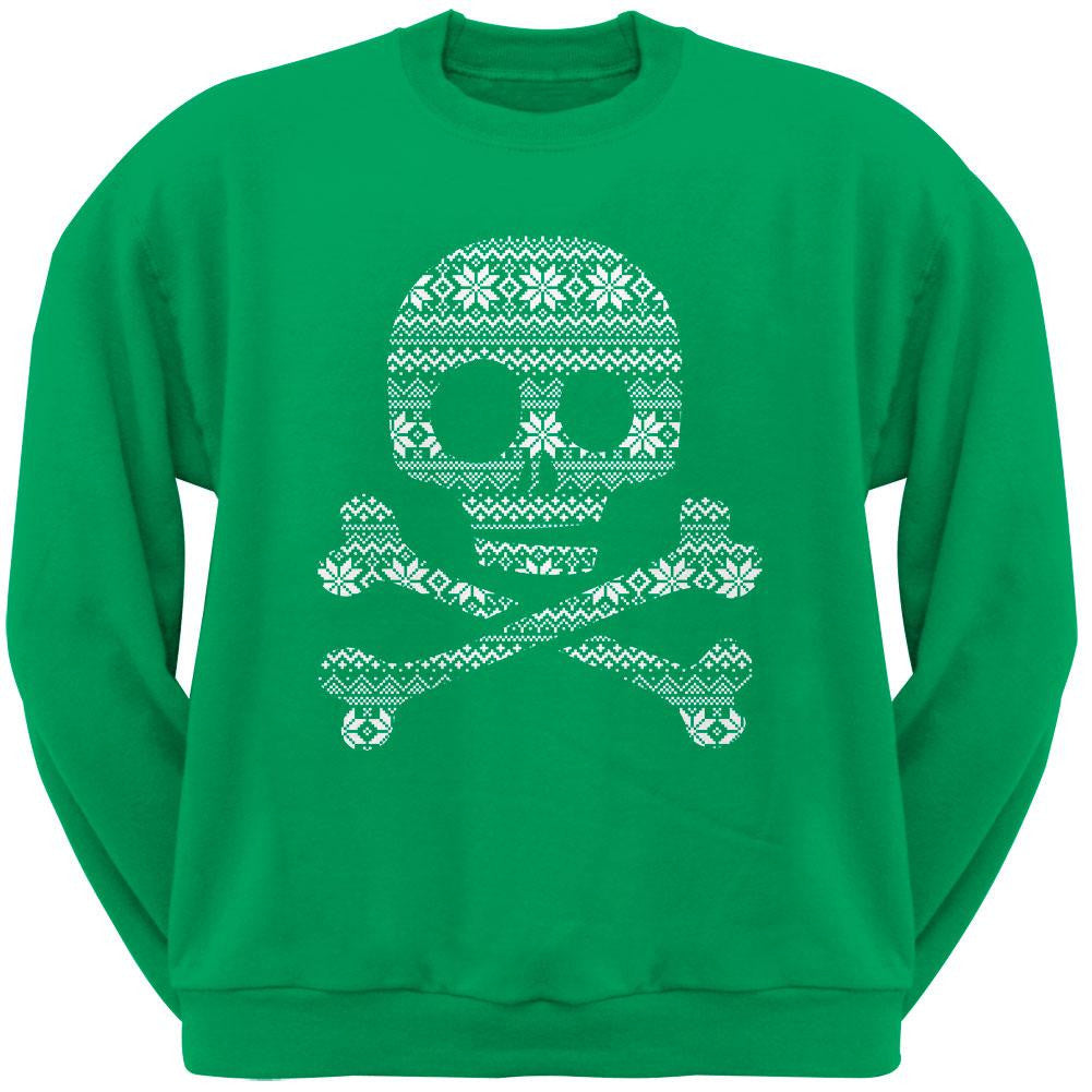 Skull & Crossbones Silhouette Ugly Christmas Sweater Black Adult Sweatshirt Men's Sweatshirts Old Glory   