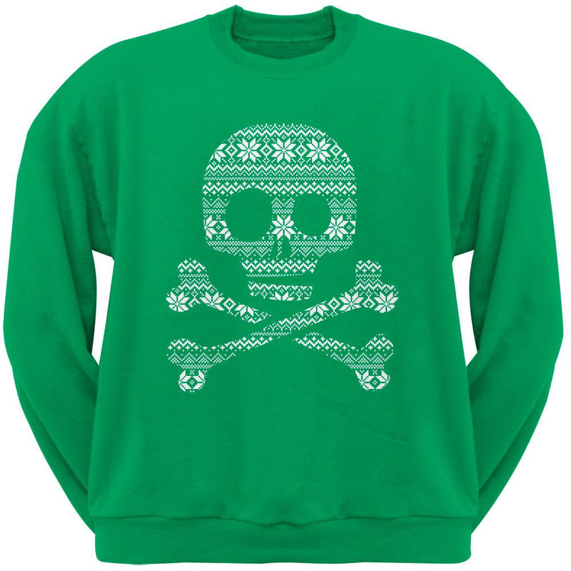 Skull & Crossbones Silhouette Ugly Christmas Sweater Black Adult Sweatshirt Men's Sweatshirts Old Glory   