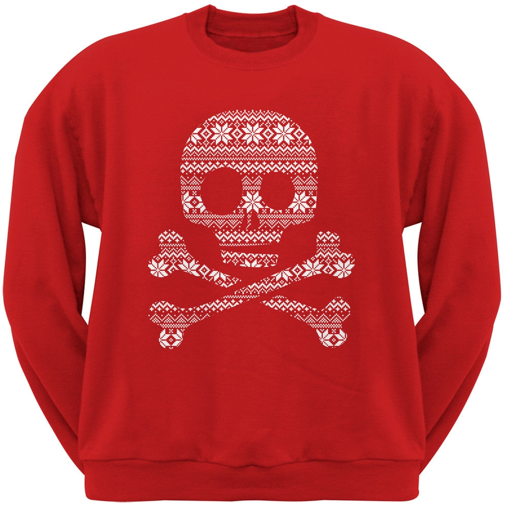 Skull & Crossbones Silhouette Ugly Christmas Sweater Black Adult Sweatshirt Men's Sweatshirts Old Glory   