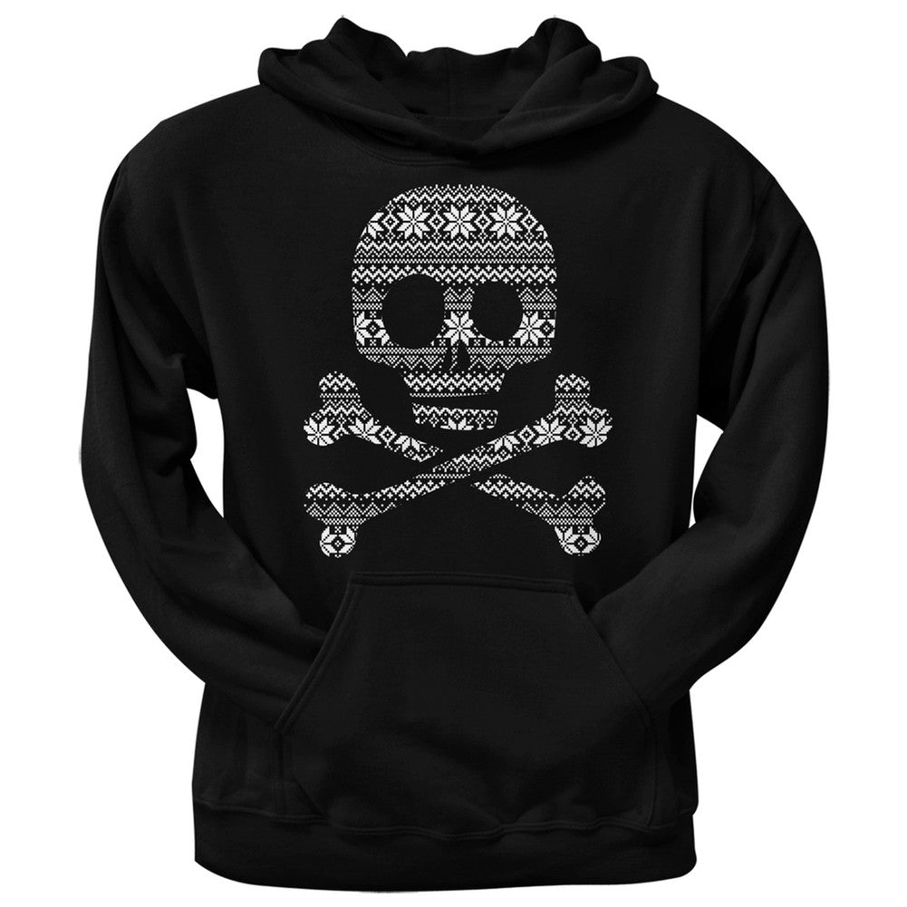 Skull & Crossbones Silhouette Ugly Christmas Sweater Black Adult Pullover Hoodie Men's Hoodies Old Glory   