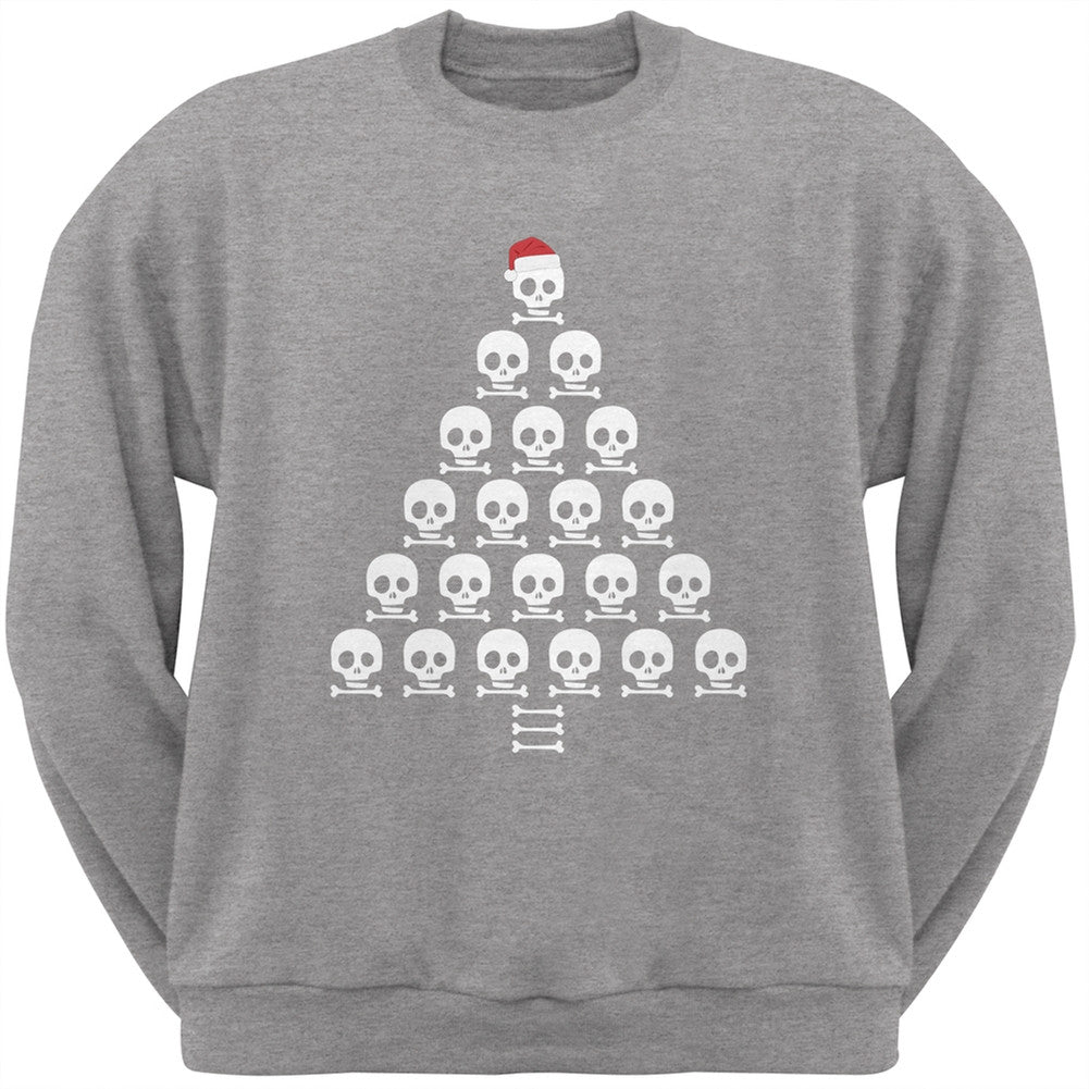 Skull & Crossbones Christmas Tree Black Adult Crew Neck Sweatshirt Men's Sweatshirts Old Glory   