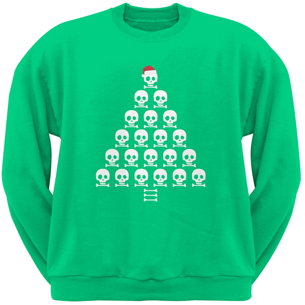 Skull & Crossbones Christmas Tree Black Adult Crew Neck Sweatshirt Men's Sweatshirts Old Glory   