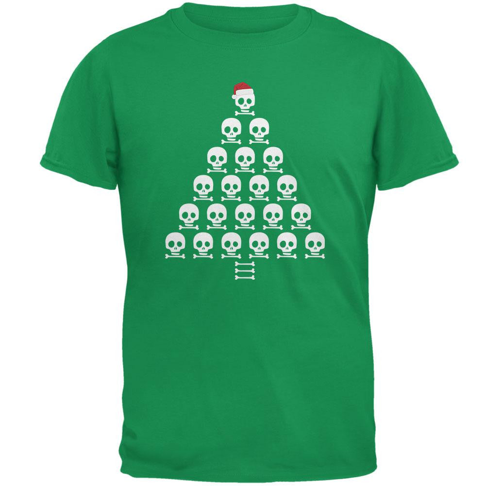 Skull & Crossbones Christmas Tree Black Adult T-Shirt Men's T-Shirts Old Glory   