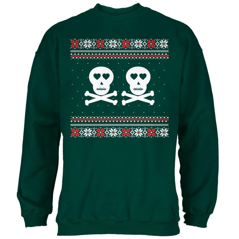 Skull and Crossbones Lovers Ugly Christmas Sweater Black Adult Sweatshirt Men's Sweatshirts Old Glory   