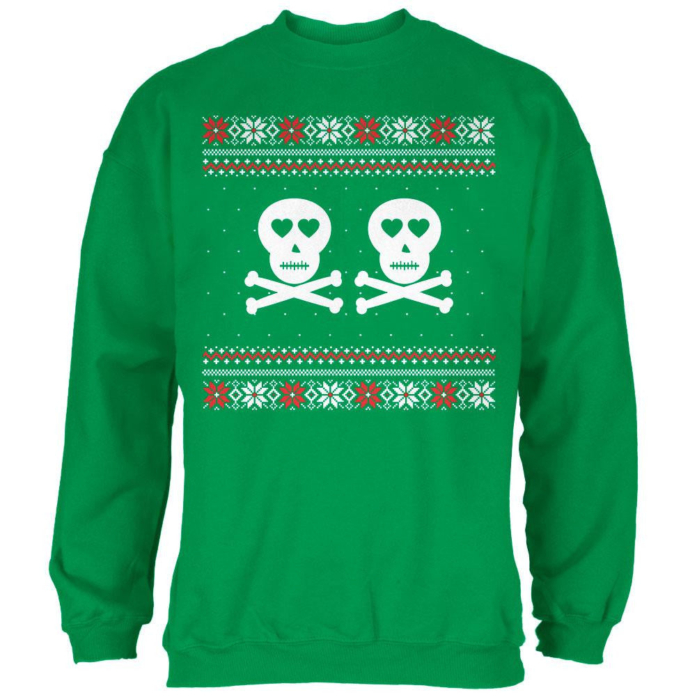 Skull and Crossbones Lovers Ugly Christmas Sweater Black Adult Sweatshirt Men's Sweatshirts Old Glory   