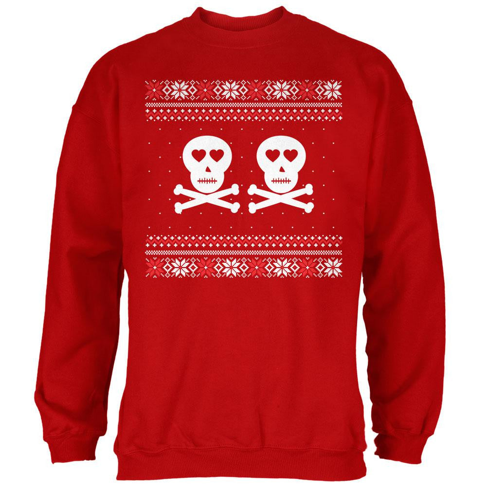 Skull and Crossbones Lovers Ugly Christmas Sweater Black Adult Sweatshirt Men's Sweatshirts Old Glory   