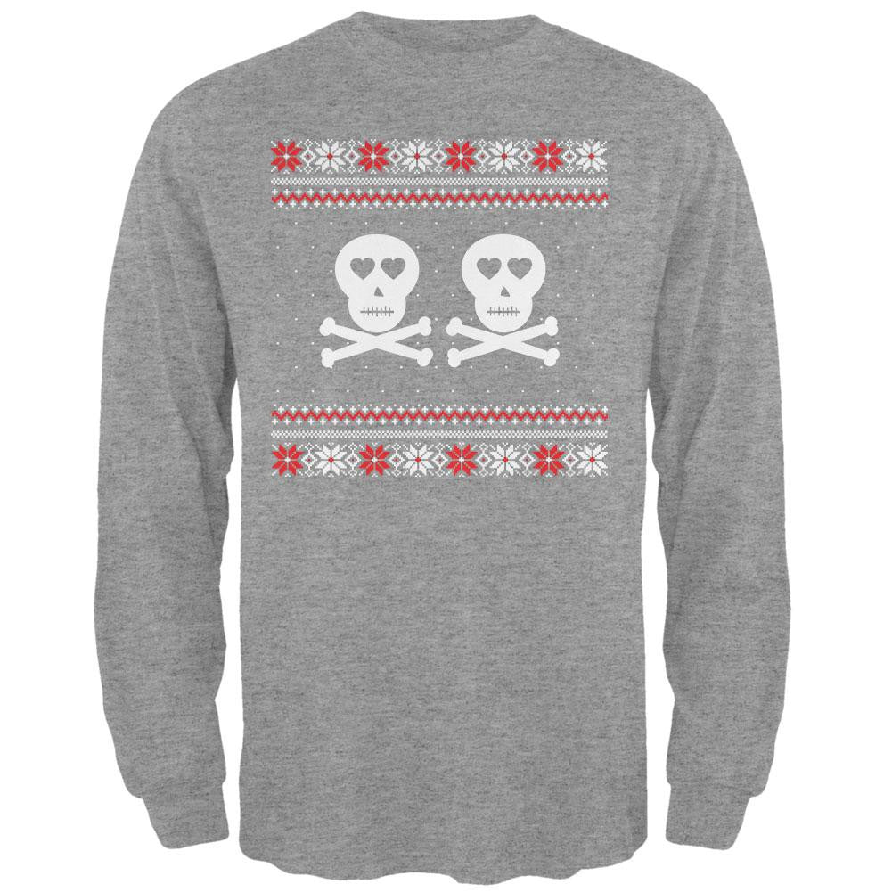 Skull and Crossbones Lovers Ugly Christmas Sweater Black Adult Long Sleeve T-Shirt Men's Long Sleeves Old Glory   